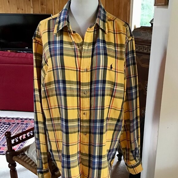 Ralph Lauren Other - RALPH LAUREN Men’s Yellow, Blue and Red Plaid Flannel Classic Fit Shirt – L